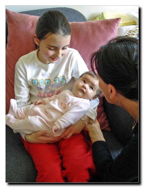 Week 6 - Auntie Paula showed my friend Lydia how to give me a cuddle