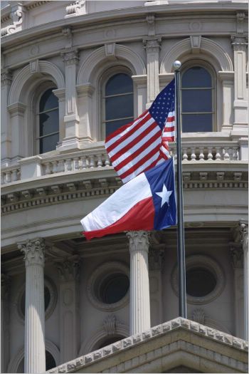 U.S. and Texas flags