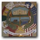 The historical building floor tiles remembers Texas history