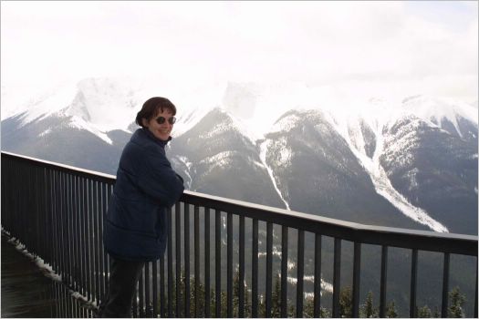Sulphur Mountain summit where the cold air gave us a hearty appetite and my hat gave me flat hair!