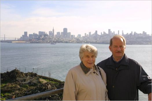 June and Eric in front of San Francisco skyline!