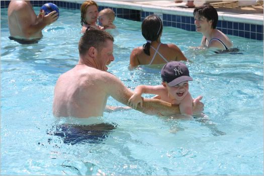 We enjoyed the pool to ourselves and Kyle had great fun