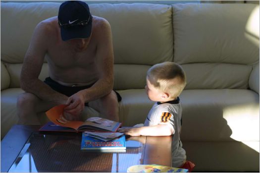 Brian and Kyle take time out to read a story