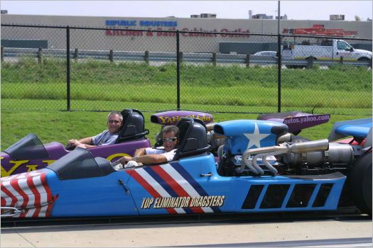 Look at us in our Dragsters