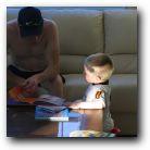 Brian and Kyle take time out to read a story