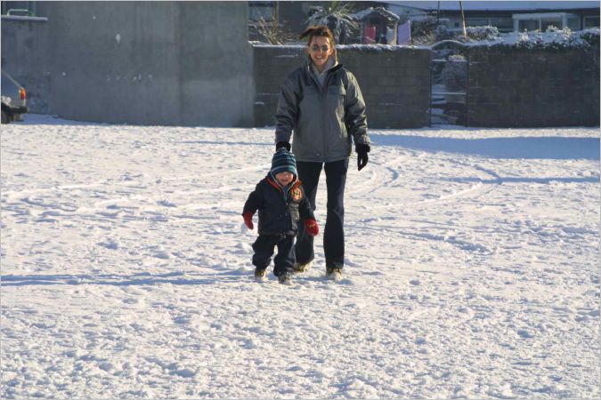 Rachel and Kyle ambled in the snow