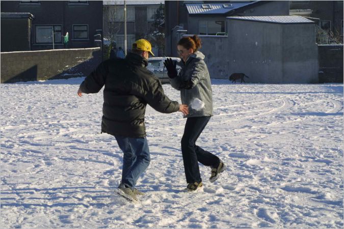 Rachel under snowball attack