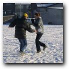 Rachel under snowball attack