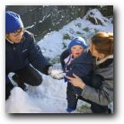 Jordan awakened from a cozy nap and visited us in the garden. It was his first time to see snow