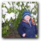 Kyle looked very Christmassy under the bushes