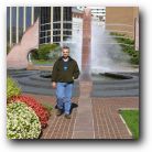 Indianapolis has many wonderful fountains. Stuart enjoyed a look at this one. 