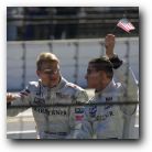 To the left, Mika Hakkinnen with David Coulthard waving. He didn't see me wave back!