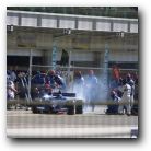 Heinz Harold Frentzen exits the pit lane.
