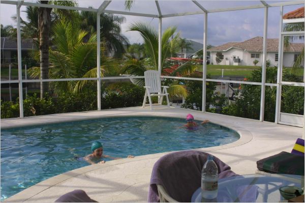 Imelda and Patricia in the house pool. The water reached 35c most days. 