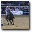 The Cowgirls demonstrated their horseback skills by running to the clock around three barrels. Boy did they race hard - look at this girl's determination!