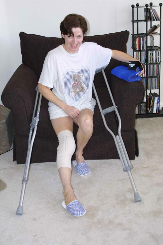 Day three following surgery. My first time out of bed and I'm smiling because I was on strong pain killers and didn't feel anything! It wasn't long before they wore off and I wasn't smiling!