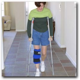 Day five after surgery. My knee was stiff and swollen so the ice pack became my best friend!  I hobbled up and down the hallway many times hoping it wouldn't take long before I could walk normally! Little did I know there was a long recovery ahead!