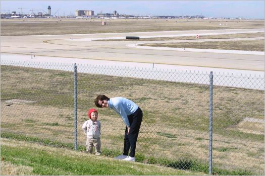 D.A. and Lala waiting for the planes at Dallas Airport
