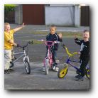 Kyle, friend Kevin and Jordan. Look, no stabilisers! 