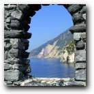 Portovenere Fort. Beyond this window, Byron, the poet, liked to swim apparently. Nice.