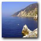 Clear, azure blue water