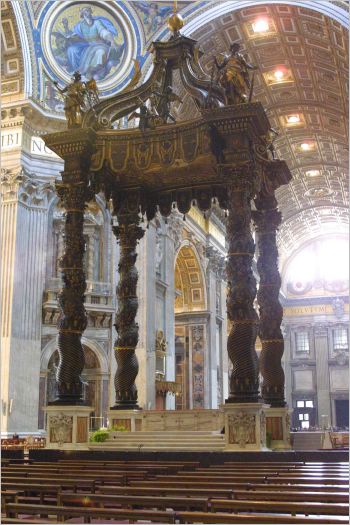 The Vatican alter under Bernini's canopy. Only the Pope may celebrate mass at this alter. 