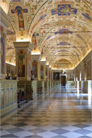 View of library in the Vatican Museum.