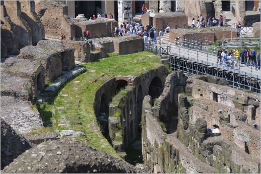 View of the tunnels which were underground (now minus their roof).