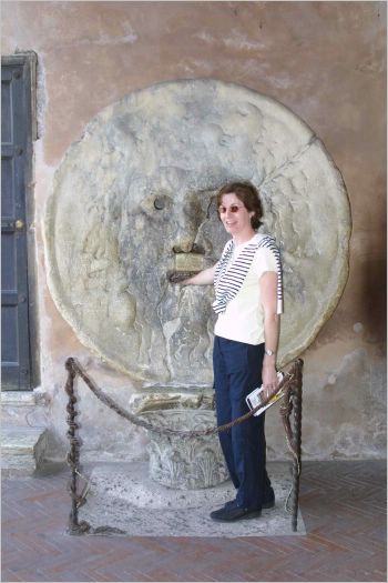 Me trying out the Boca della Verita.