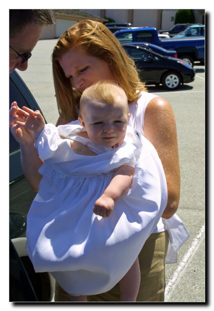 It was so hot that Mom and Dad dressed me in the car park outside the church. Hope no-one saw my diaper!