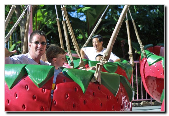 Frank and Gavin in the moving strawberry!