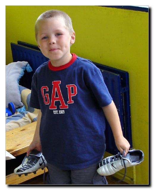 Taken in September. He was very proud of his David Beckham football boots
