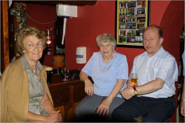 Three large brandies please. Ah go on!